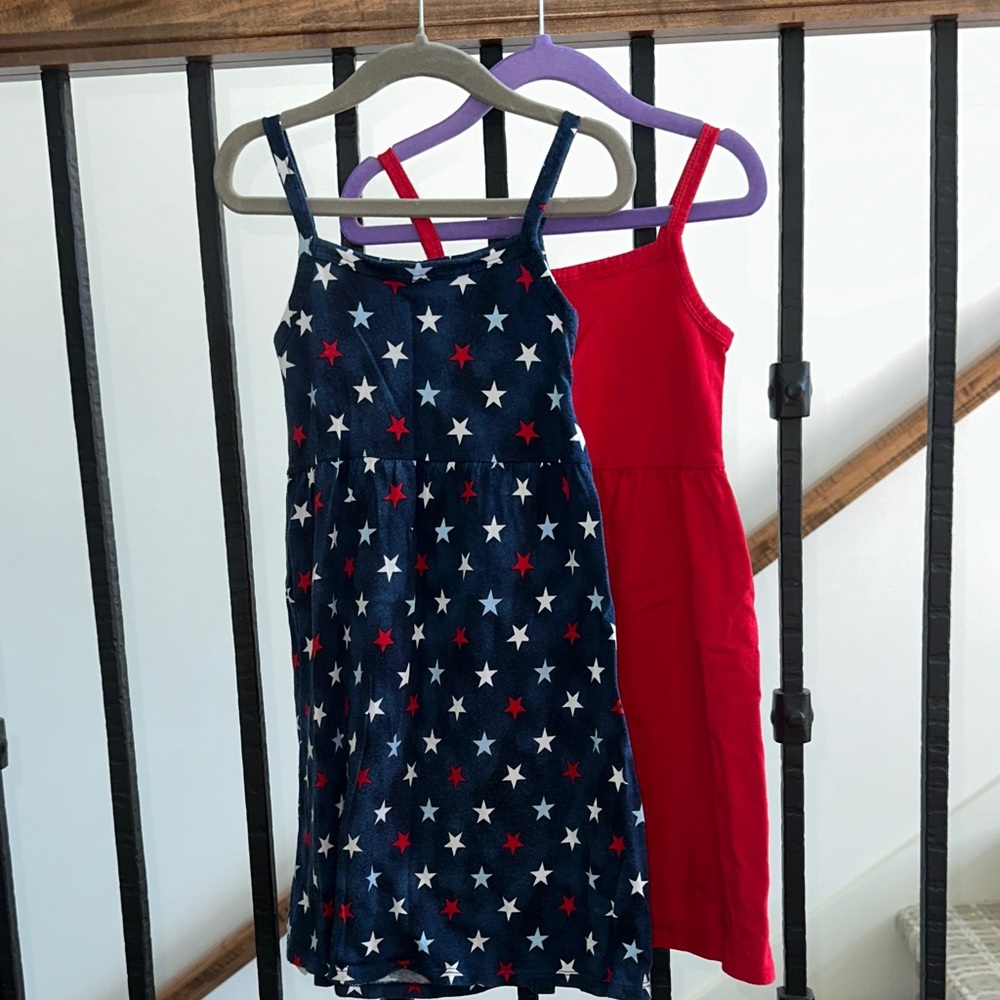 Old Navy Girls Navy Star Print Dress with Red Tank Dress